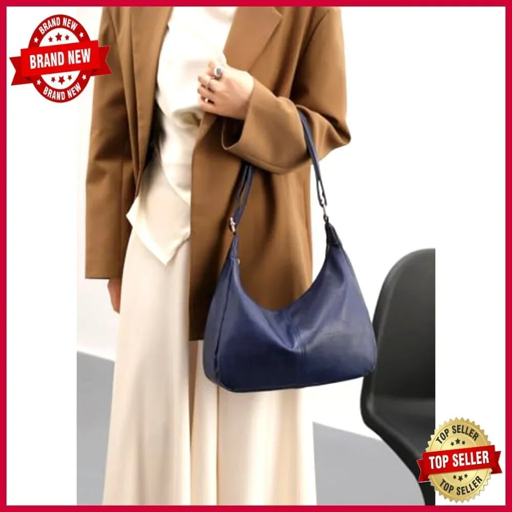 Foldable Vegan Leather Hobo Bag Adjustable Strap Large Capacity Tote